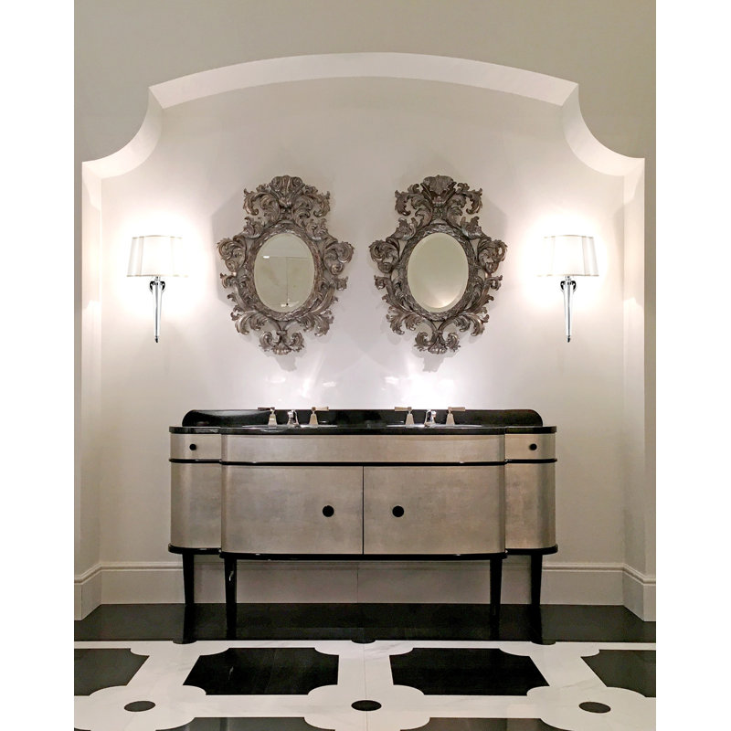 Double Music 71.5'' W Vanity, Antiqued Alumium Leaf