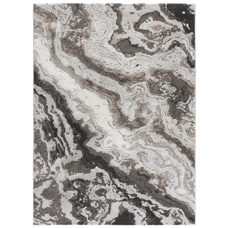 Chamber Power Loom Performance Abstract Indoor Rug, 6'-7" x 6'-7" Square