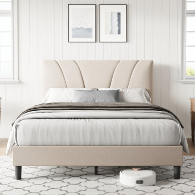 Upholstered Platform Bed with Adjustable Headboard