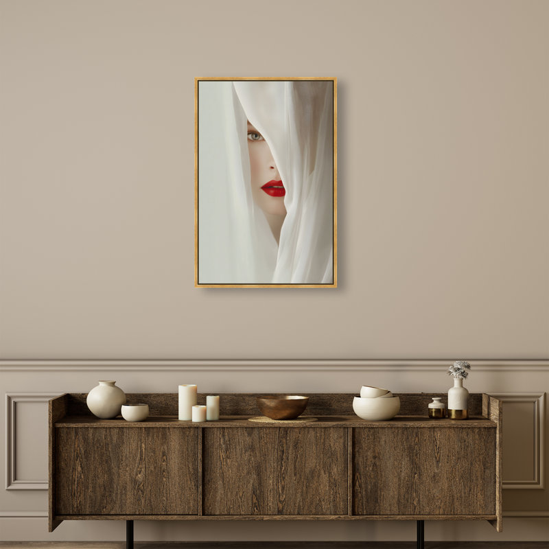 Secret Under Silk Canvas Fashion Print by Oliver Gal, Black Frame, 10 x 15, 16"H x 11"W, Gold Floater Frame