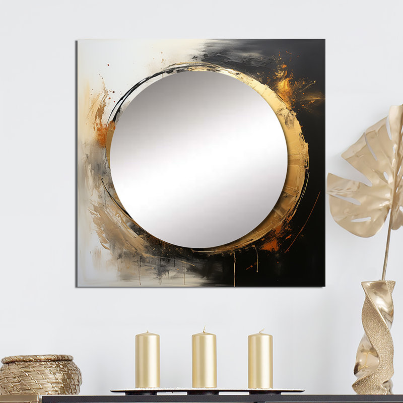 Denero - Miroir carré abstrait mural pour chambre à coucher, 23 po x 23 po