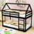 Twin Over Twin Wood Bunk Bed With Ladder, Guardrails And Roof Shaped Design-963207942