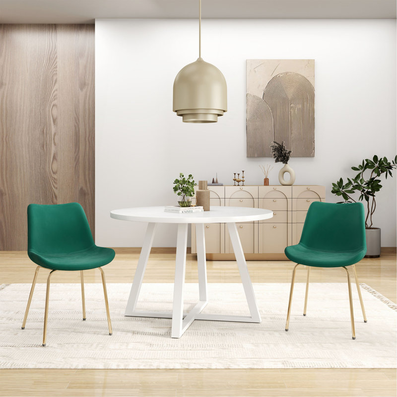 Ensemble de salle à manger 3 pièces Avant, table de salle à manger à tréteaux et 2 chaises d'appoint Avant, Vert