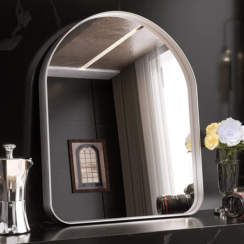 Miroir d'appoint mural Briannon, 24 po x 36 po, Argent