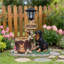 Statue de jardinière pour chien Rottweiler