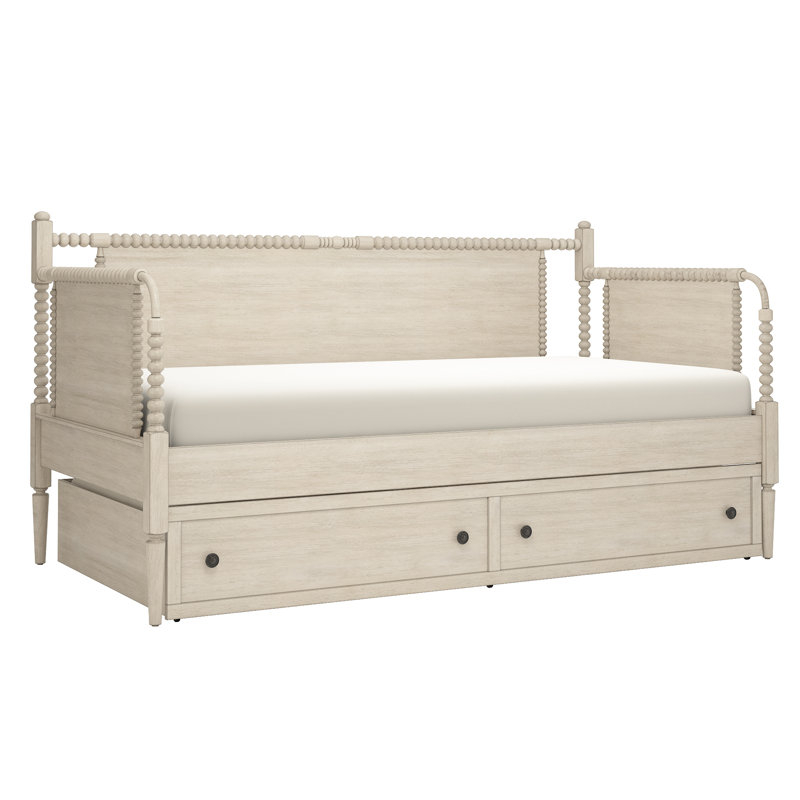 Lit de jour avec lit gigogne Delaria, Blanc antique