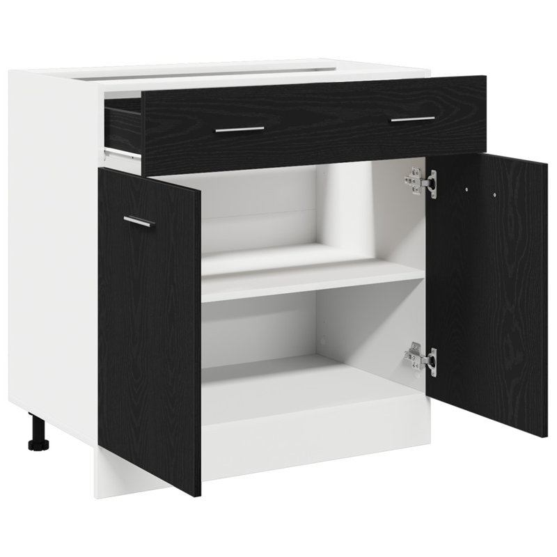 Kitchen Cabinet Black Oak Engineered Wood 46 X 81.5 Cm, 81.5cm H x 80cm W x 46cm D