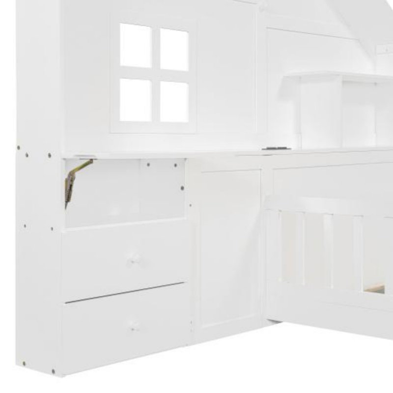 Lit de maison avec une conception de fenêtre et de toit