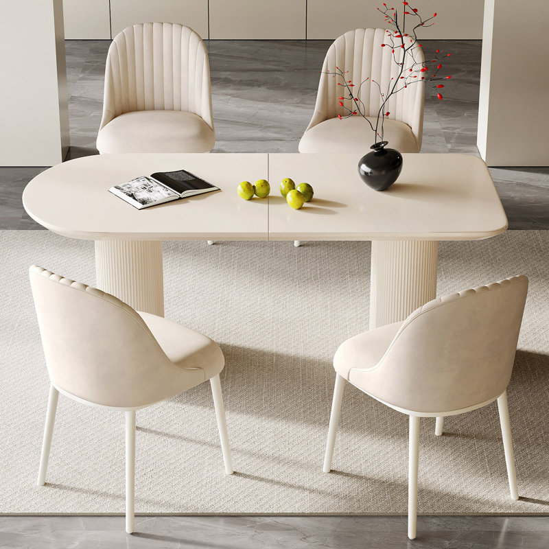Table de salle à manger Abishan 70,87 po, Crème, crème, 29.56''H x 70.87''L x 31.5''W
