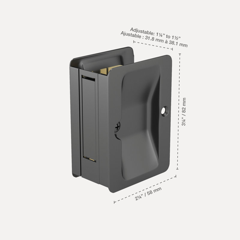 Rectangular Pocket Door Hardware, Black