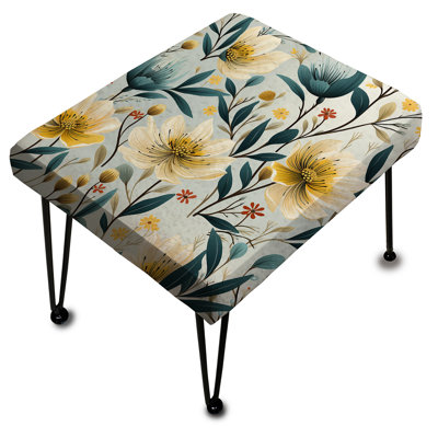 Ethereal Botanicals Peonies Pattern - Floral Rectangle Ottoman