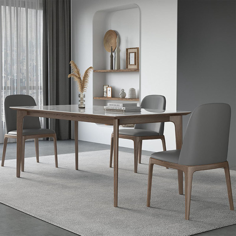 Simple Modern Rectangular Rock Slab Dining Table, 29.5"H x 70.8"L x 31.5"W