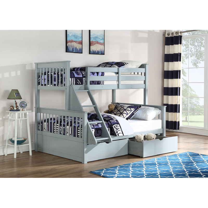 Geyer Double (4'6) Bunk Bed with Storage Included with Built-in Ladder Included, Grey