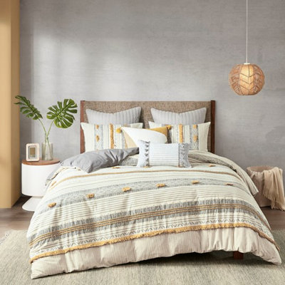 Housse de couette pour lit double / grand en coton multicolore avec attaches de coin intérieures