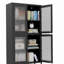 Armoire de rangement classique en métal avec 4 portes en verre et 4 tablettes indépendantes, armoire latérale