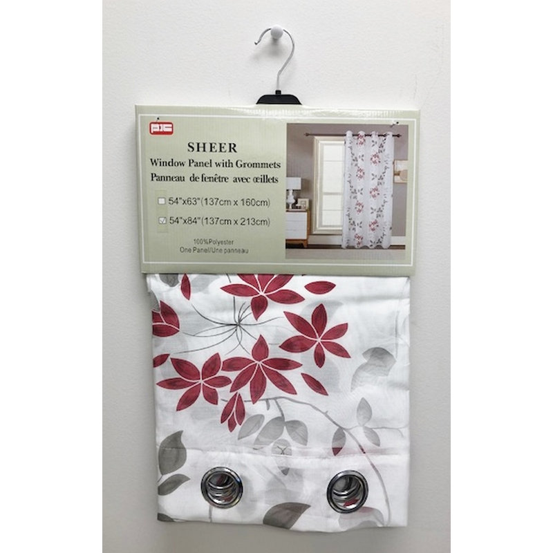 Paire de rideaux transparents avec œillets, 54 po x 84 po, Rouge