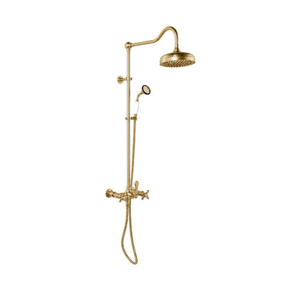 Exposed Shower System 52 Inch Wall Mounted with Shower Head and Handshower and Lever/Cross Handles