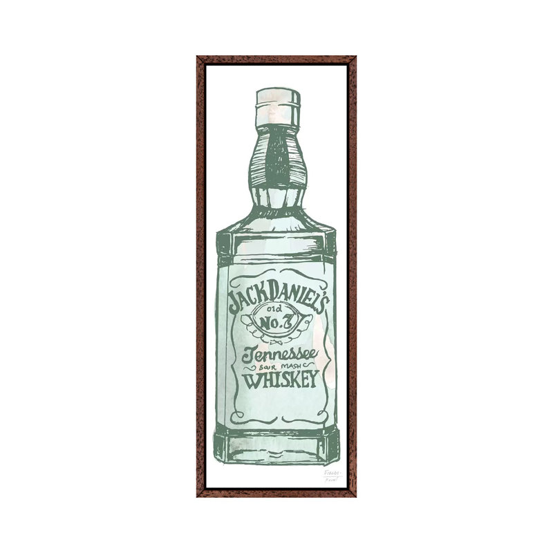 Jack Daniel's Whiskey - Panoramic Print on Canvas, Classic Brown Wood Floater Framed, 91.44cm H x 30.48cm W x 3.81cm D