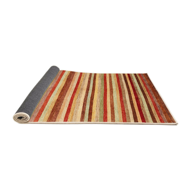 Tapis contemporain rouge / jaune, Rectangle 5 pi x 7 pi