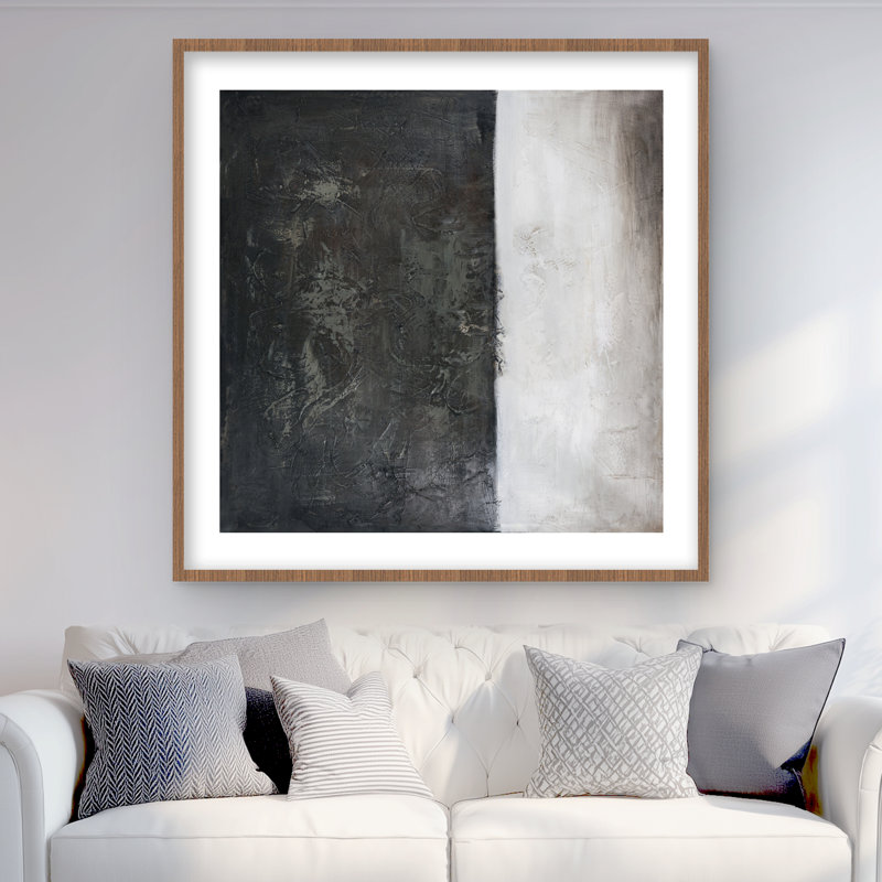Forme abstraite - formes minimalistes, impression encadrée, Blanc; gris; noir, Brun