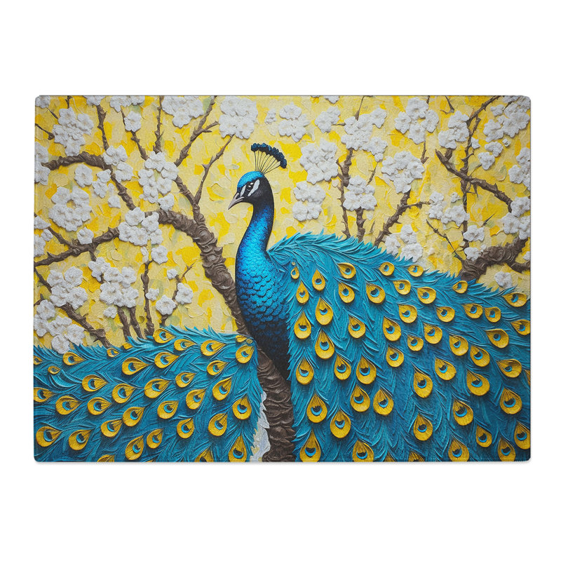 Peacock Pop Art  Glass Chopping Board