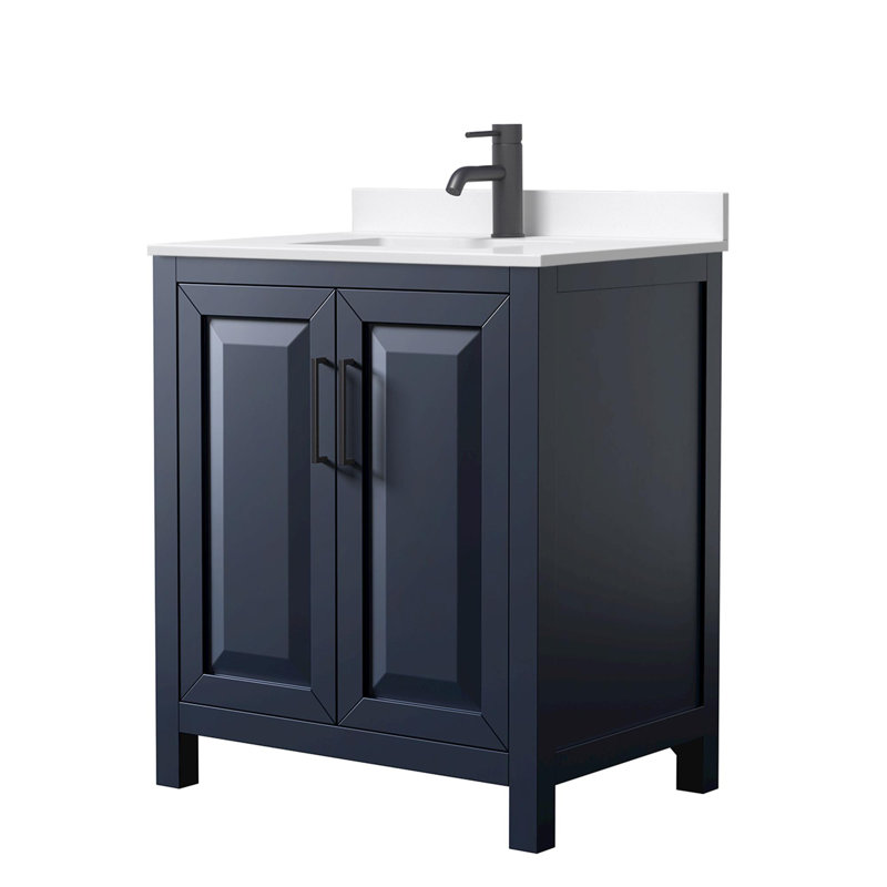 Daria 30'' W Vanity, Matte Black, Blue, White Quartz