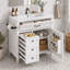 Meuble-lavabo moderne blanc de 76 cm avec lavabo, meuble-lavabo autoportant de style champêtre avec lavabo simple, 3 tiroirs, rangement inclinable, étagères de porte (robinetterie non incluse)