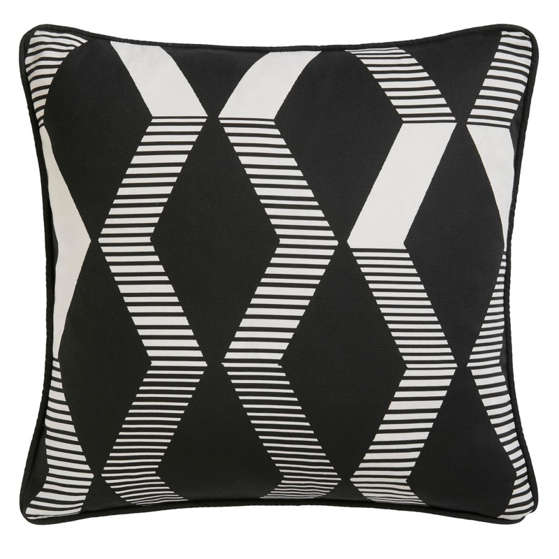 Rico Geometric Square Cushion, Black