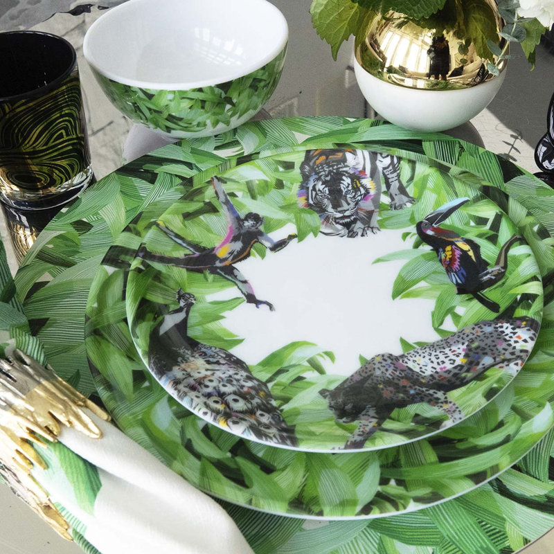 Assiette à salade Pura Vida, Floral, Vert / Gris