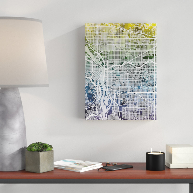 « portland oregon street map v », reproduction d’impression sur toile, H 19 po x l 14 po x P 2 po