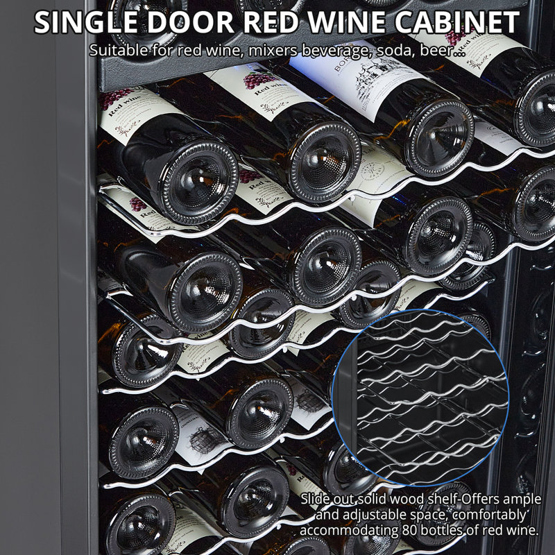 Yesurprise Single Zone 23.46'' Freestanding 80 Bottle Wine Refrigerator