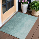Tapis d'extérieur lavable bleu sarcelle et turquoise abstrait 3 pi x 5 pi