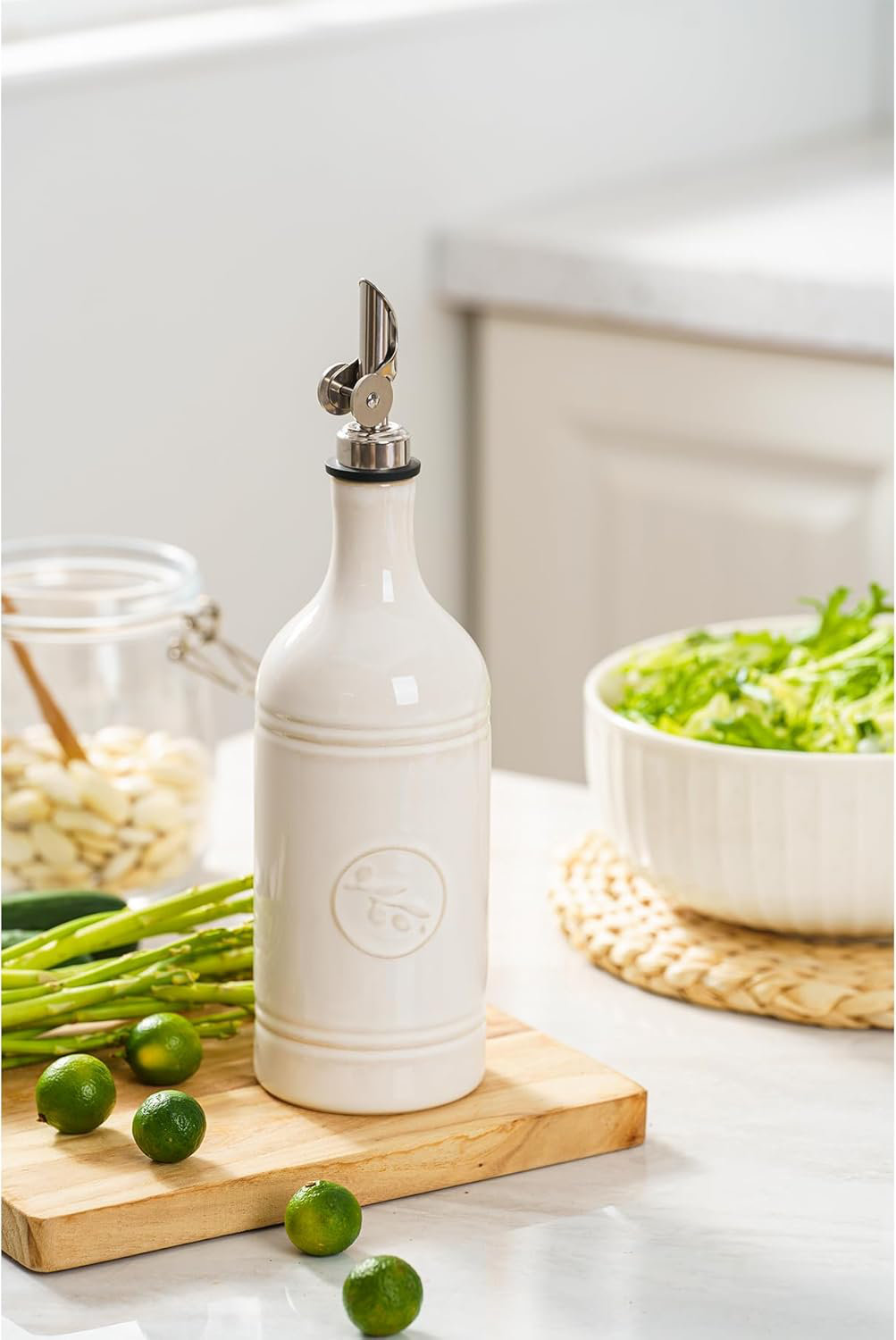 Prep & Savour Ceramic Olive Oil Dispenser with No-Drip Spout – UV ...