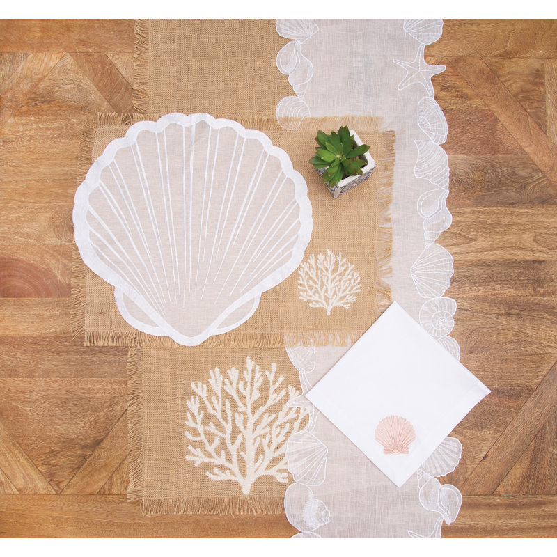 Nature Coral Embroidered Napkins Set of 6