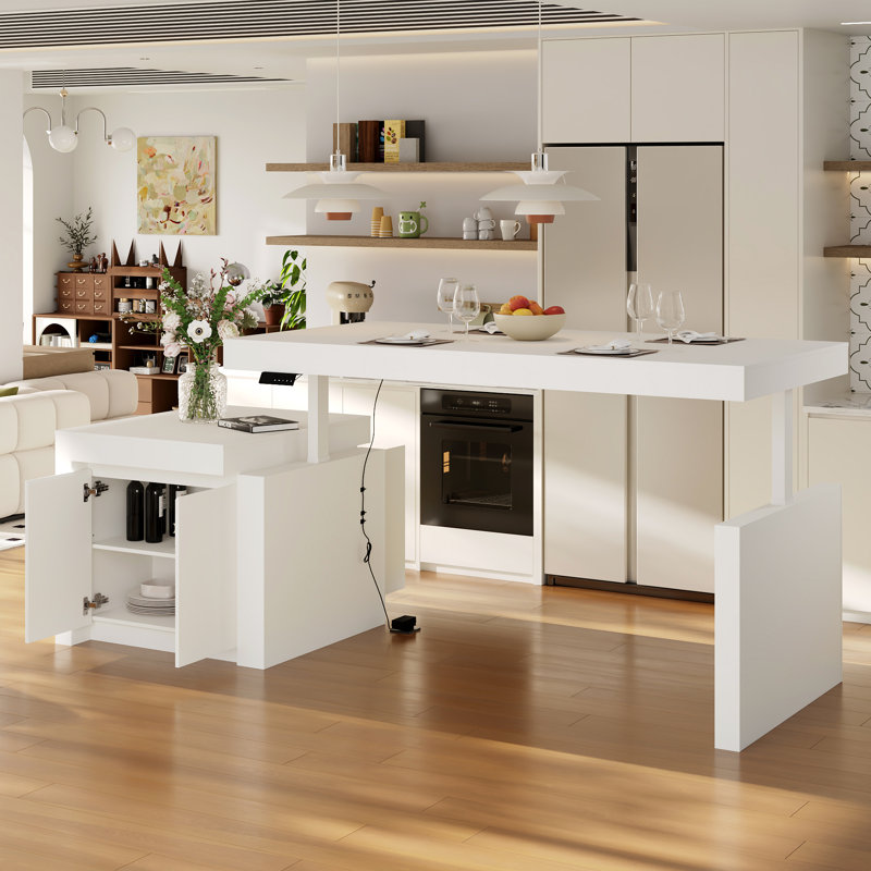Height-Adjustable Kitchen Island With Dual Storage