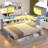 Modern Daybed With 2 Storage Drawers, Storage Cabinets, Led Light And Usb Ports-2010142118