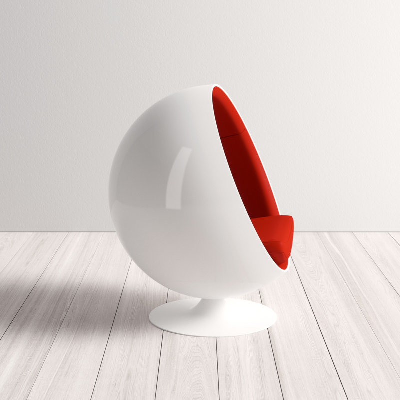 Fauteuil ballon pivotant en polyester de 42,5 po de largeur Kuganathan, Polyester orange