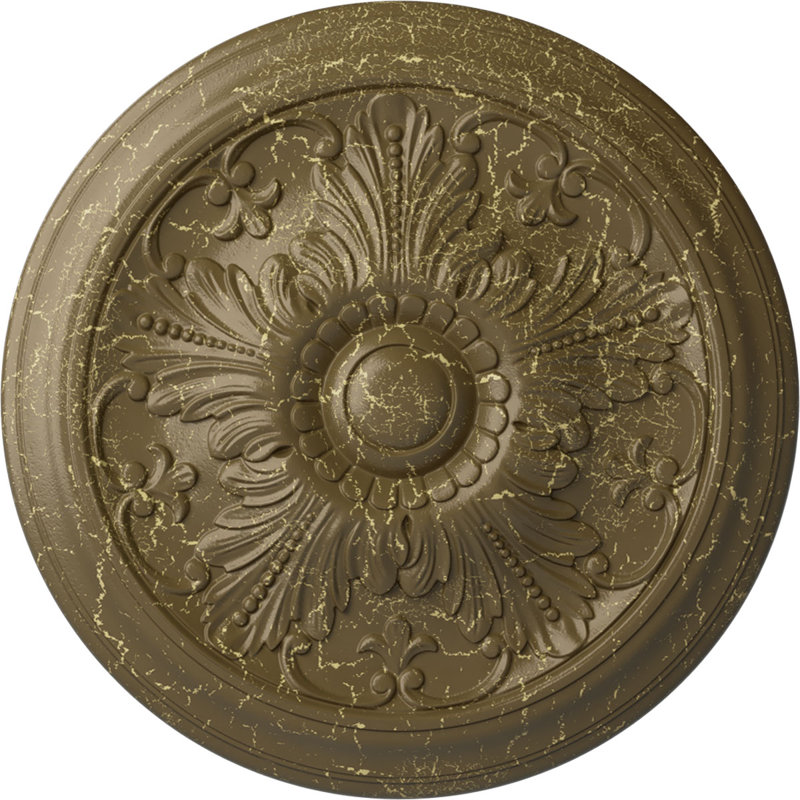 Médaillon de plafond H 16,875 po x l 16,875 po x P 3,5 po Vienna, Boue Mississippi craquelée
