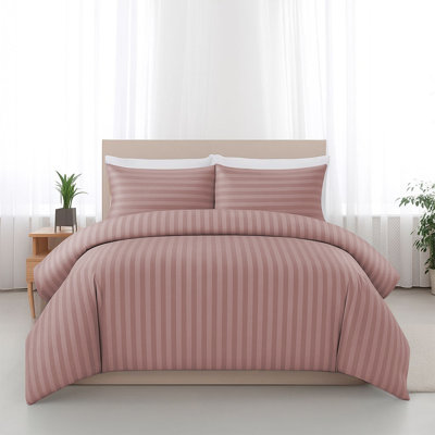 Haffa Microfiber Striped Duvet Cover Set with Pillowcases