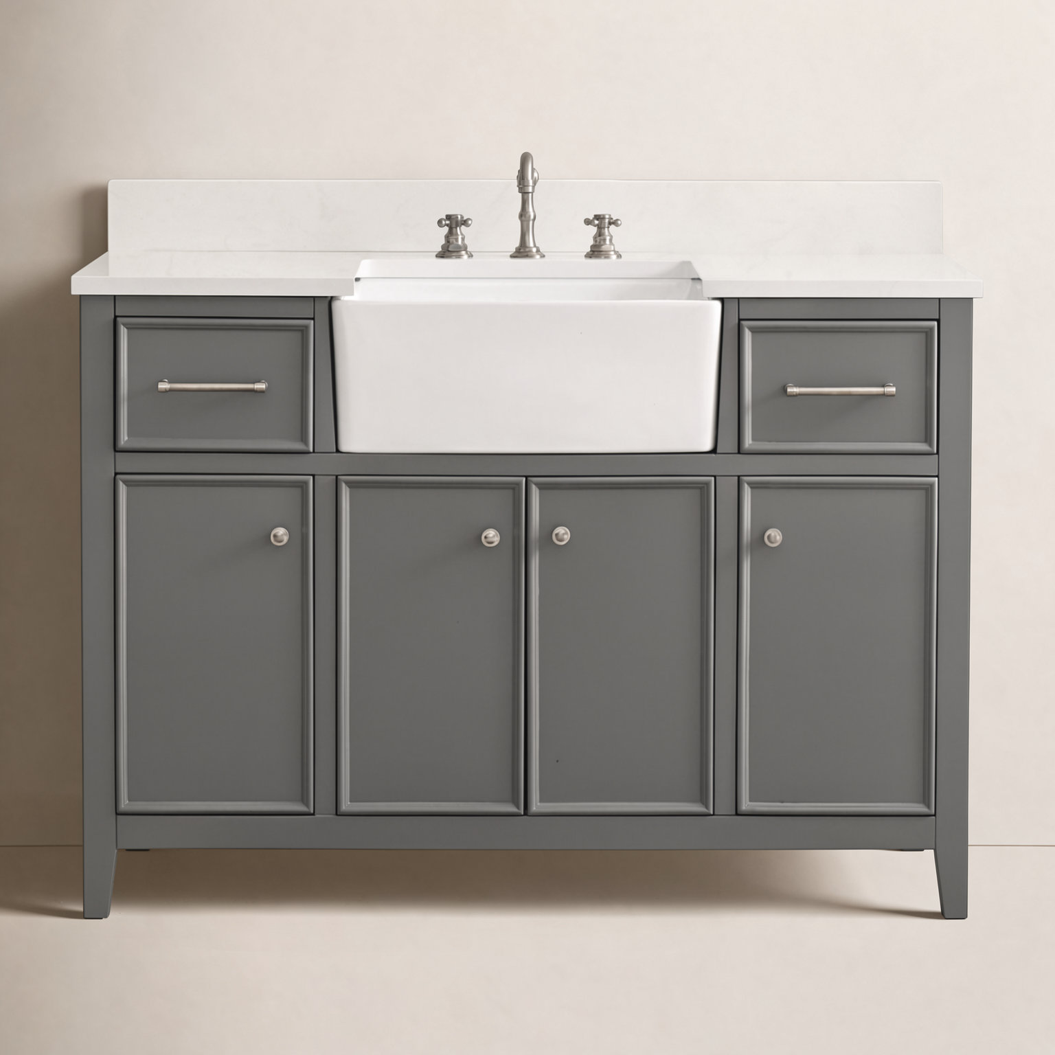 Aisa 48" Pine Single Bathroom Vanity, Gray/Brushed Nickel