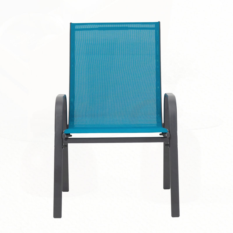 Chaises de camping d'extérieur en tissu respirant Textilene, Bleu, 4