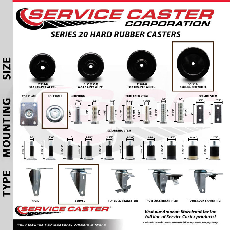Hard Rubber Wheel Swivel Bolt Hole