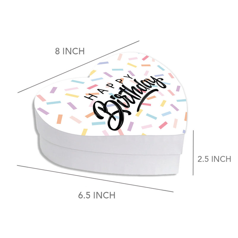 Boîte-cadeau «Happy Birthday» en forme de cœur avec couvercle, boîte réutilisable, 8 po x 6 po, 1 paquet