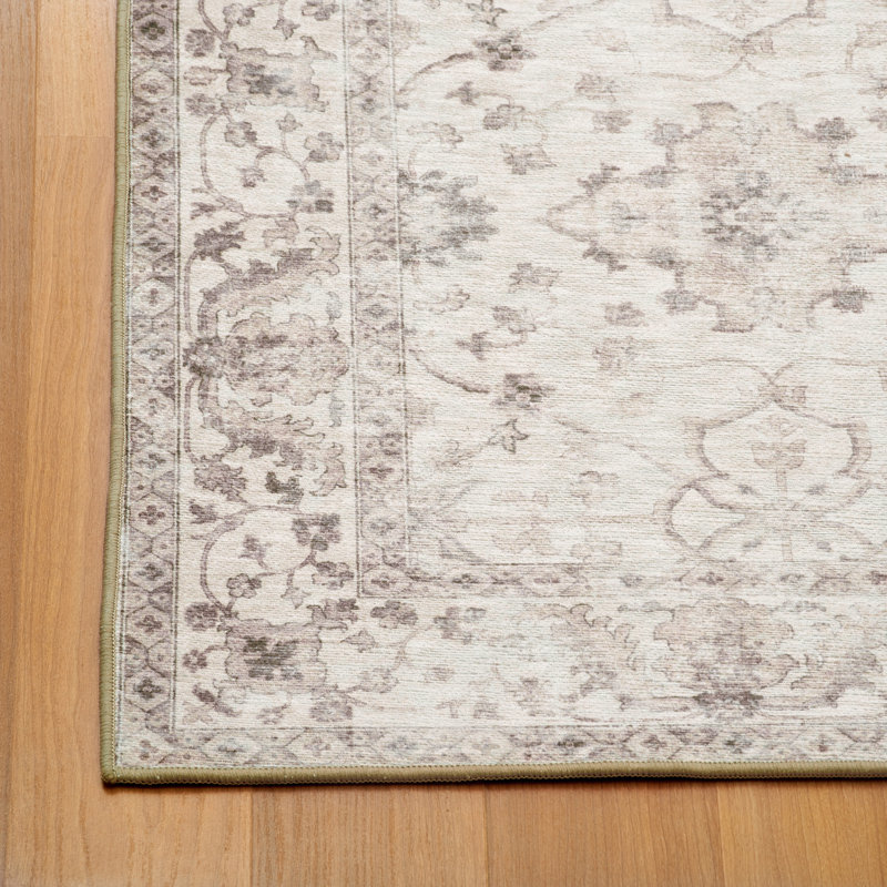 Tapis lavable à la machine Nainika Bev, Beige, brun clair, brun, Rectangle 4 pi x 6 pi