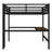 Metal Queen Size Loft Bed with Power Outlet & LED Light, Space-Saving, Noise Reduced, Black-1436014996