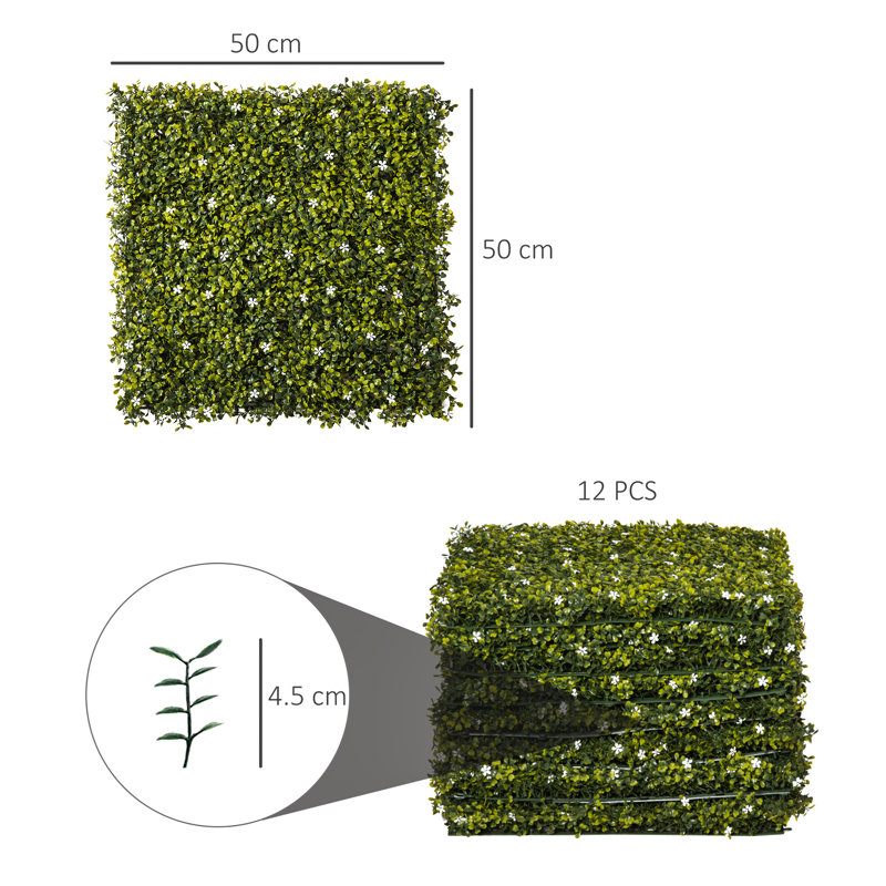 50cm Faux Evergreen Hedge
