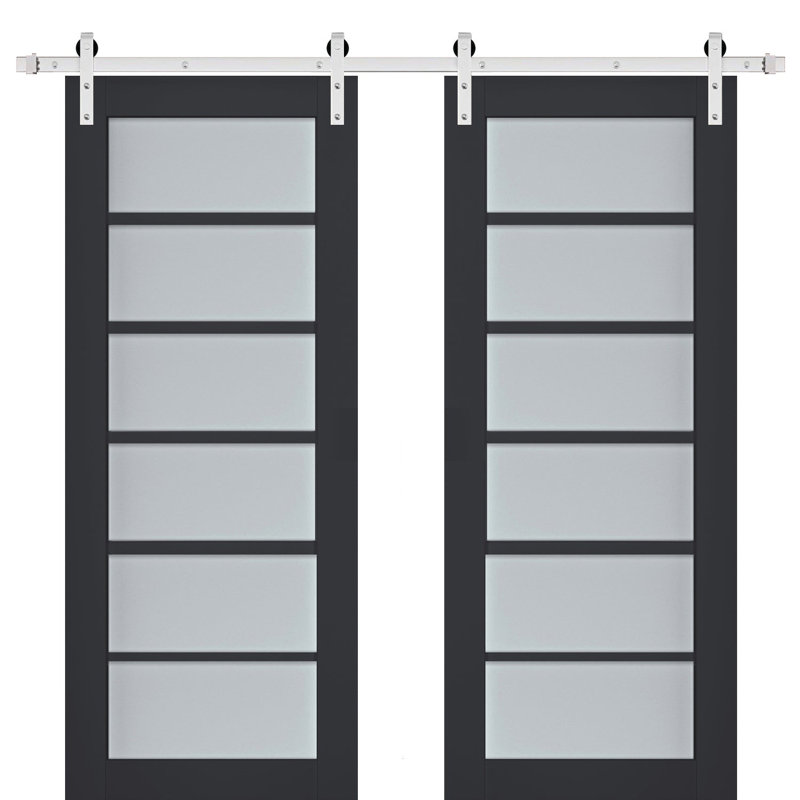 Portes de grange en bois givré Veregio, Antracite, 64 po x 84 po