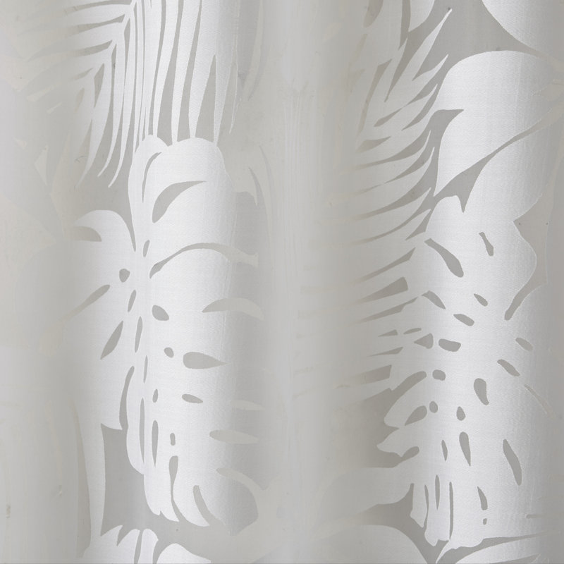 Leilani Palm Leaf Burnout Single Window Sheer, 50" W x 84" L, White