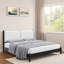 Lit plateforme en bois avec tête de lit en cuir PU et pieds cylindriques-913740658