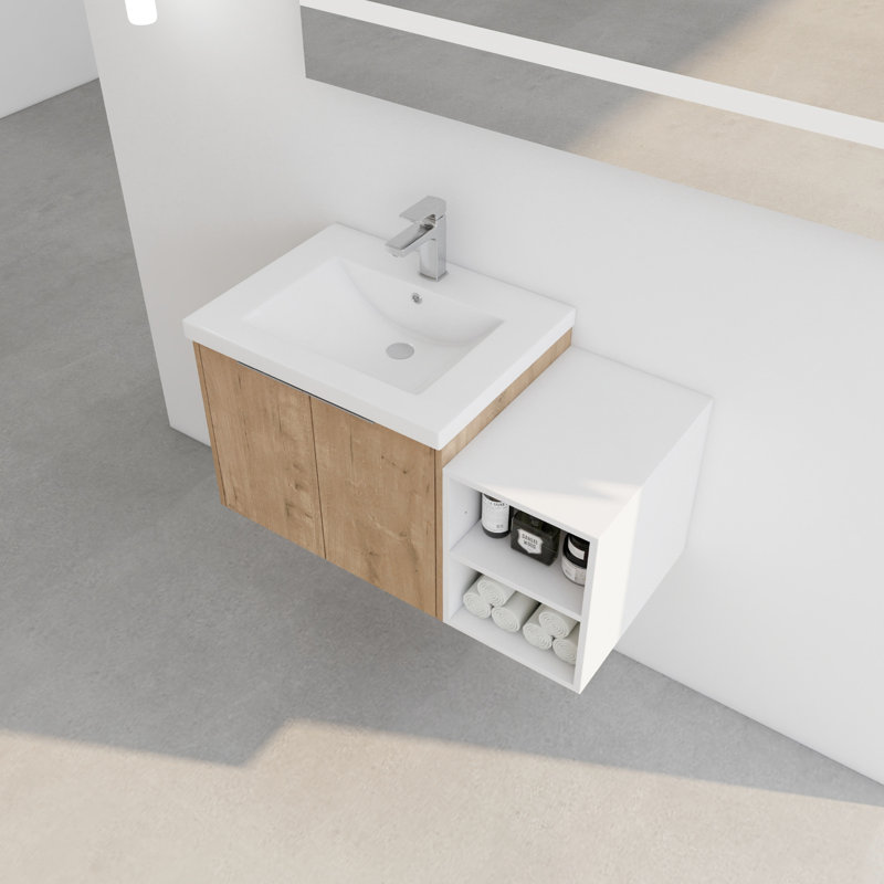 Meuble-lavabo mural moderne 36 po, portes à fermeture douce, meuble-lavabo généreux avec lavabo 36 po avec porte, abondant